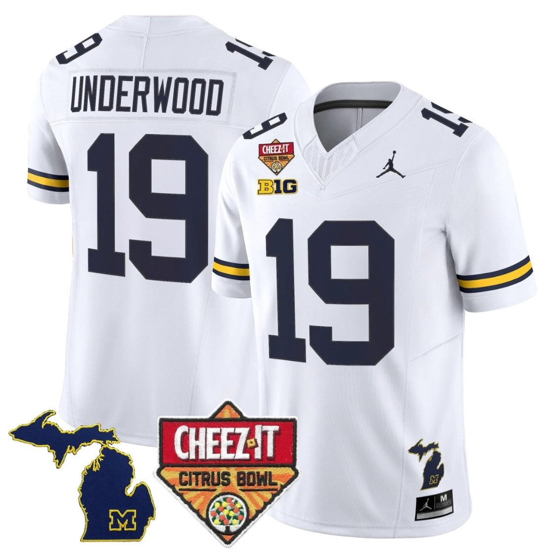Bryce Underwood Jersey #19 Michigan Wolverines 2025 Cheez-It Citrus Bowl by My Store NCAA Football Jerseys