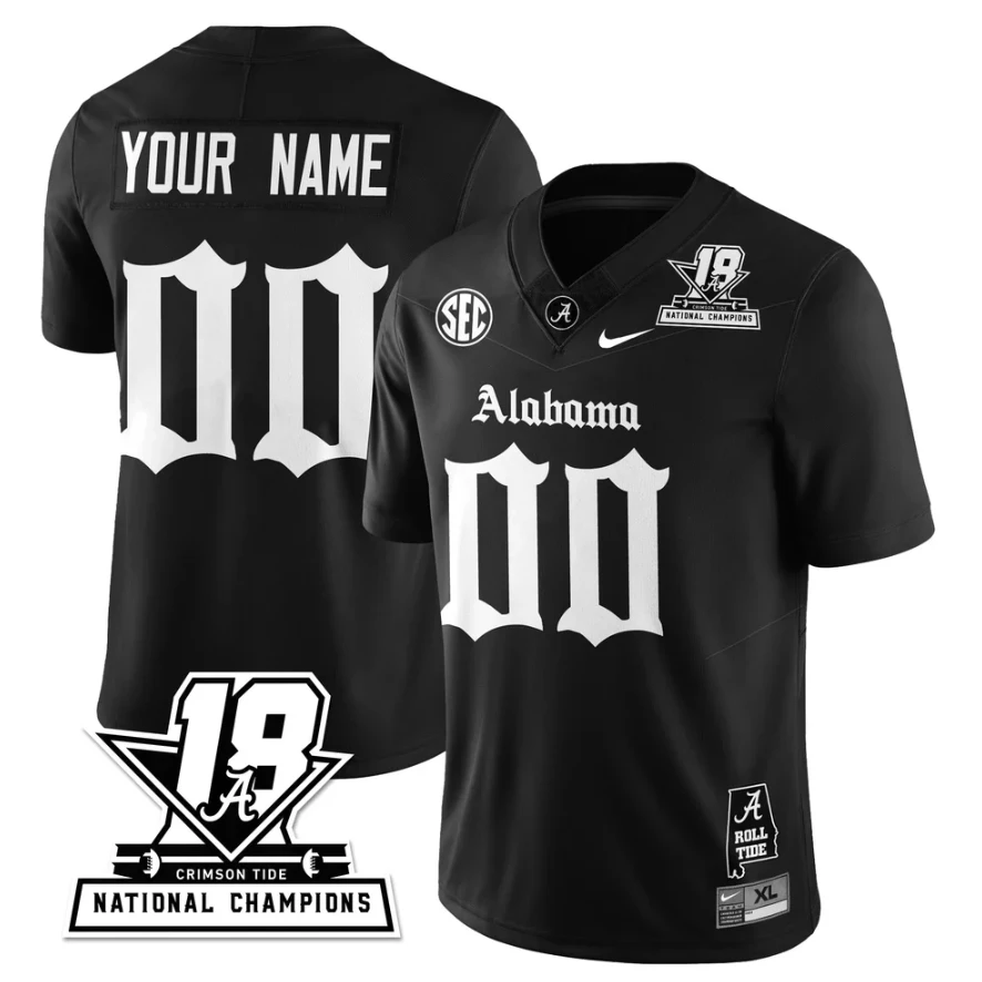 Custom Alabama Crimson Jersey 18x-Time National Champions Gothic Stitched by My Store NCAA Football Jerseys