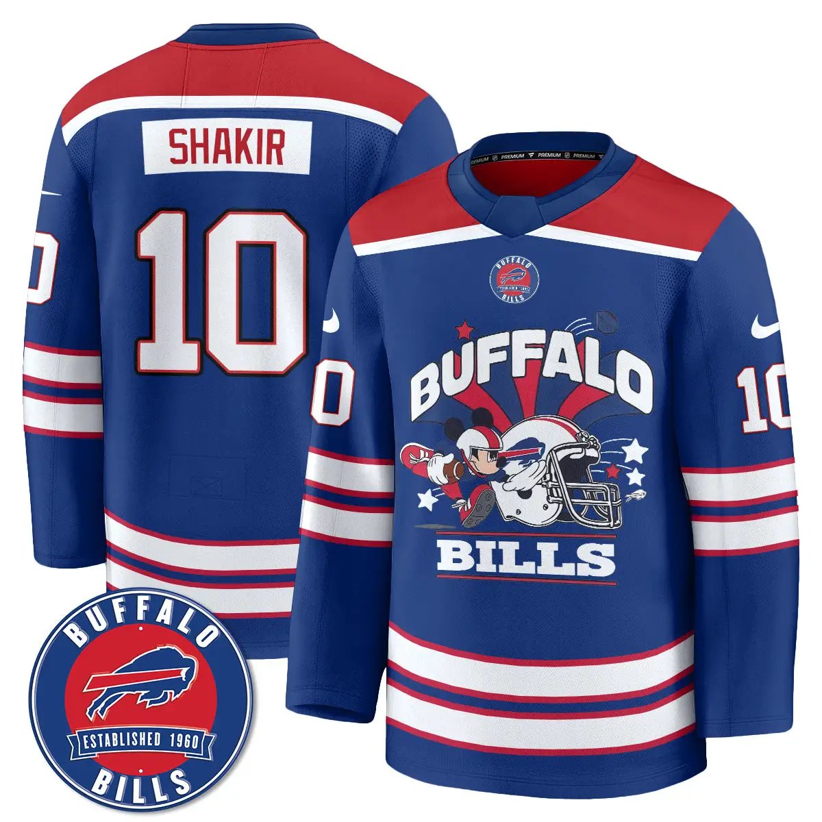 BUF x Cartoon Mouse Edition Hockey Jersey - Printed by Buffalo Bills