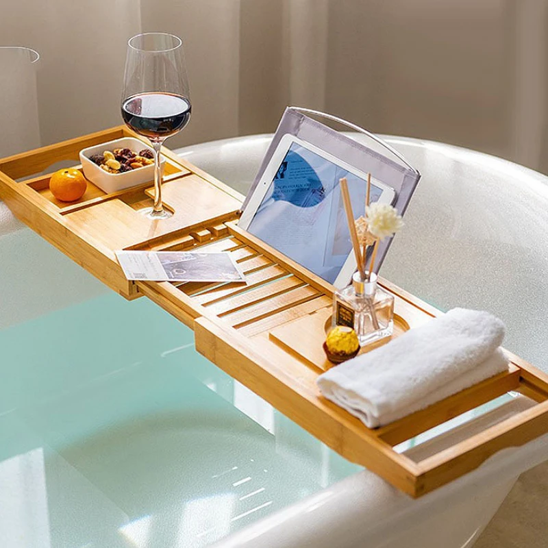 Premium Bamboo Extendable Bathtub Tray Bowlift by Bowlift