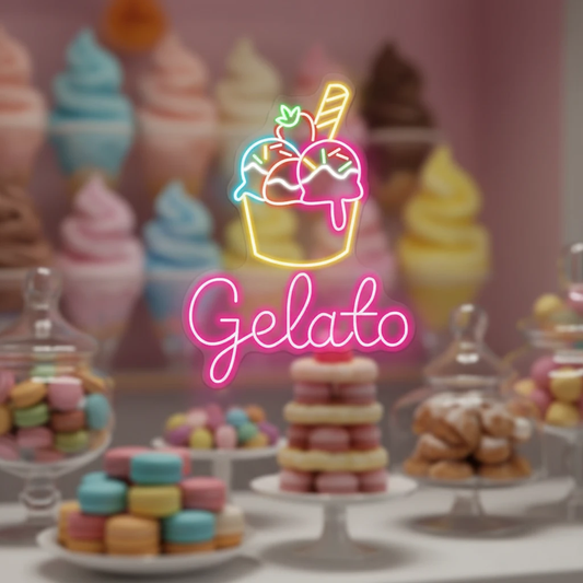 Custom Ice Cream Shop LED Sign Open LED Light by Neonchics