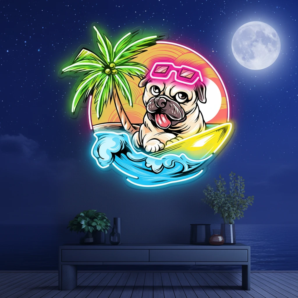 Pug Dog Led Neon Sign Wall Decor Art Neon Sign by Neonchics