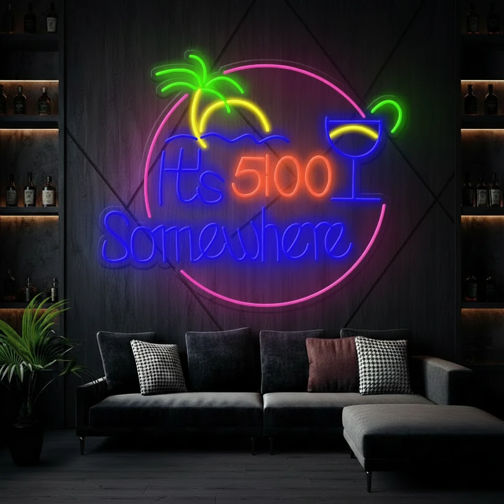 It's 5 O'clock Somewhere Neon Sign Shop Decor Neon Sign by Neonchics