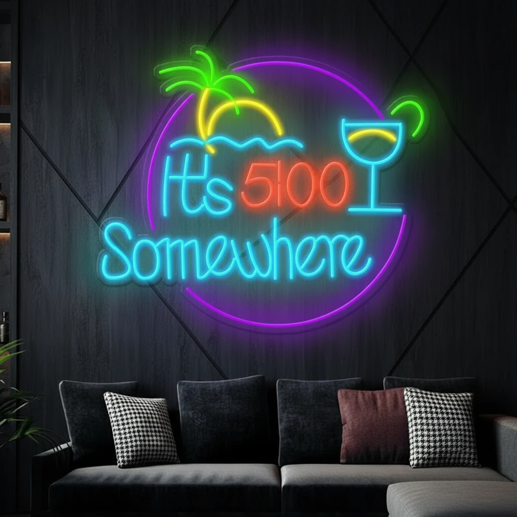 It's 5 O'clock Somewhere Neon Sign Shop Decor Neon Sign by Neonchics