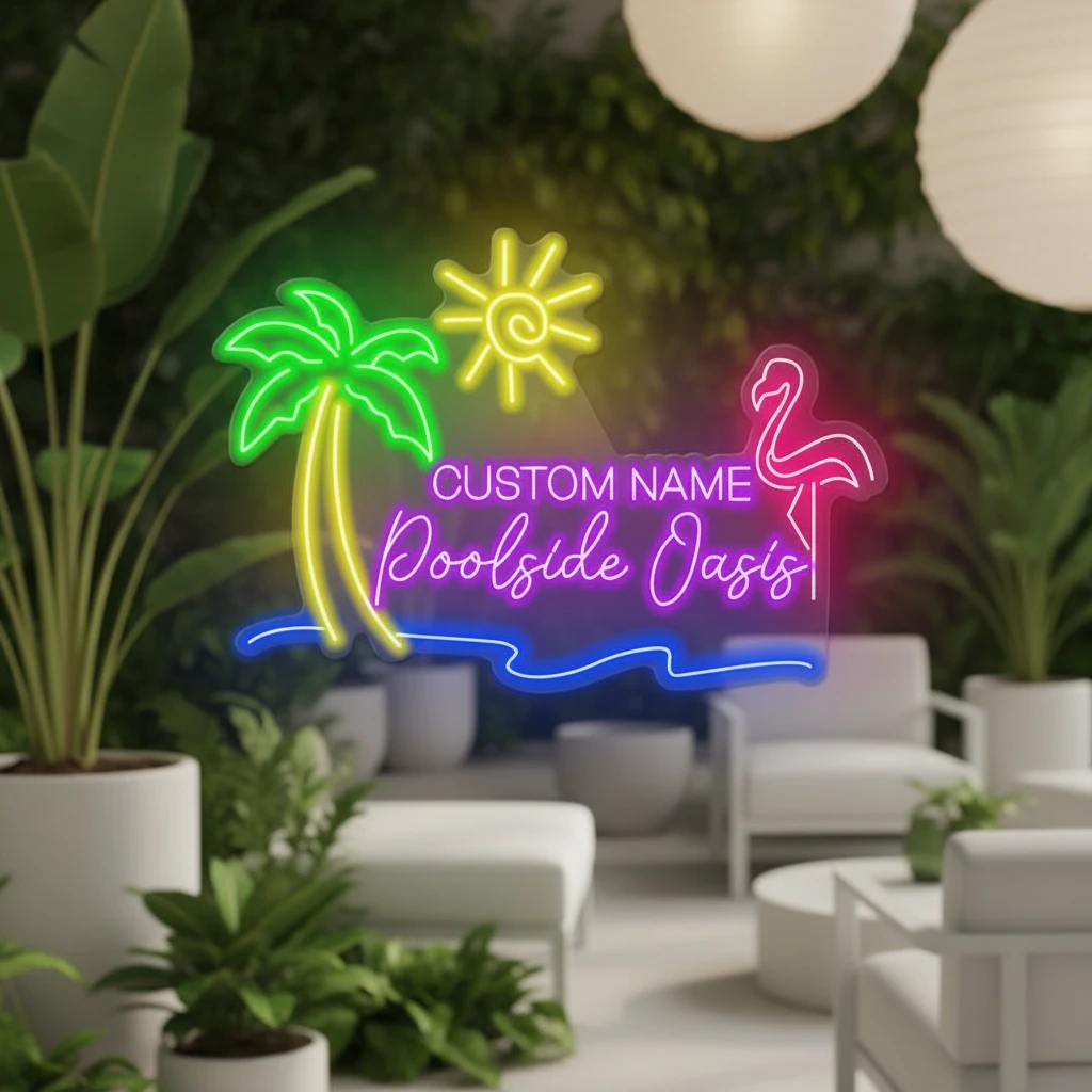 Sun Palm Flamingo Summer Neon Sign Home Party Decor Sign by Neonchics