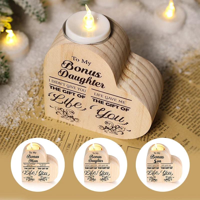 Wood heart candle holder by Bowlift