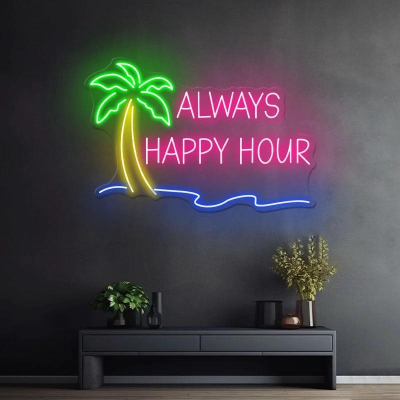 Bar Open Palm Tree Neon Sign Decor Art Sign Custom Neon Sign by Neonchics