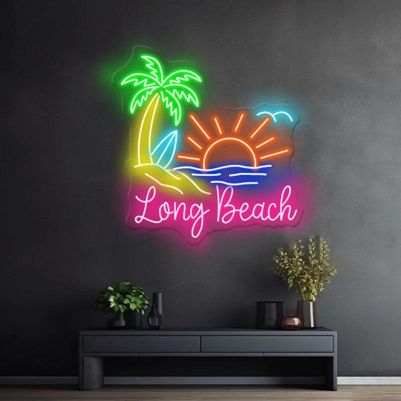 Paradise Palm Tree Beach Neon Light Summer Neon Sign Art by Neonchics
