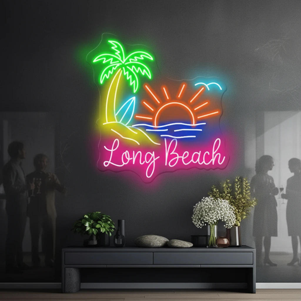 Paradise Palm Tree Beach Neon Light Summer Neon Sign Art by Neonchics
