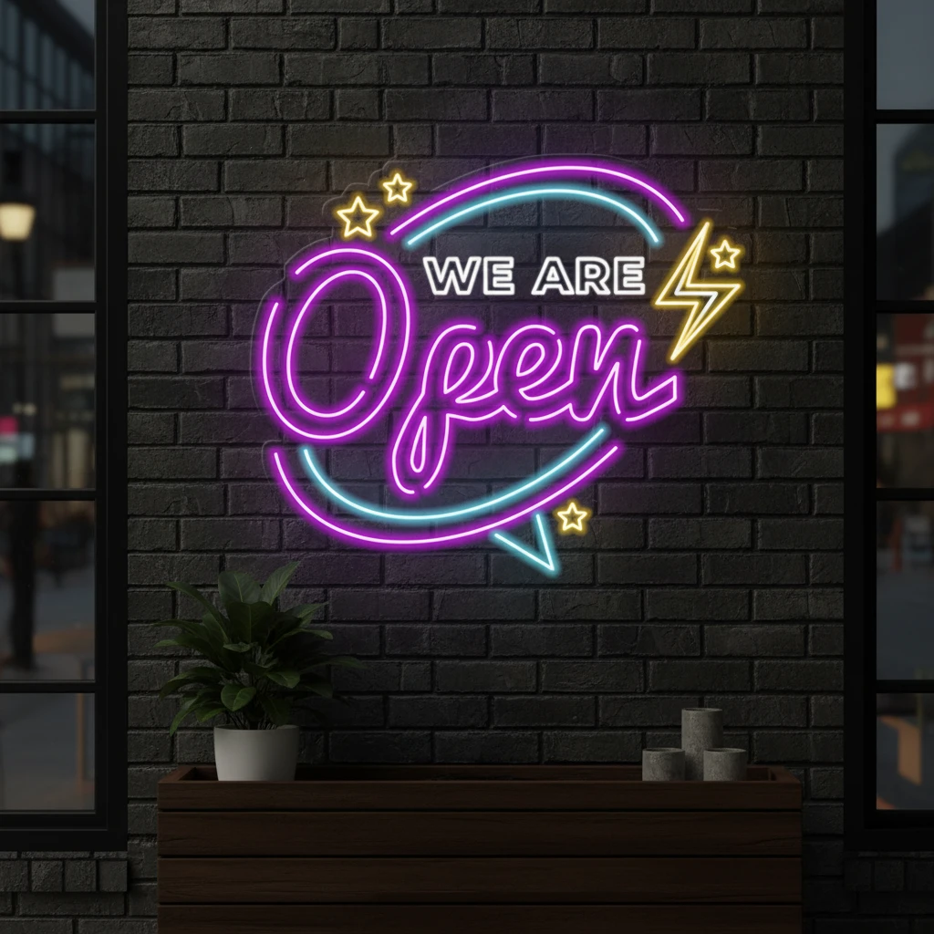 We Are Open Neon Sign for Shop Decor by Neonchics