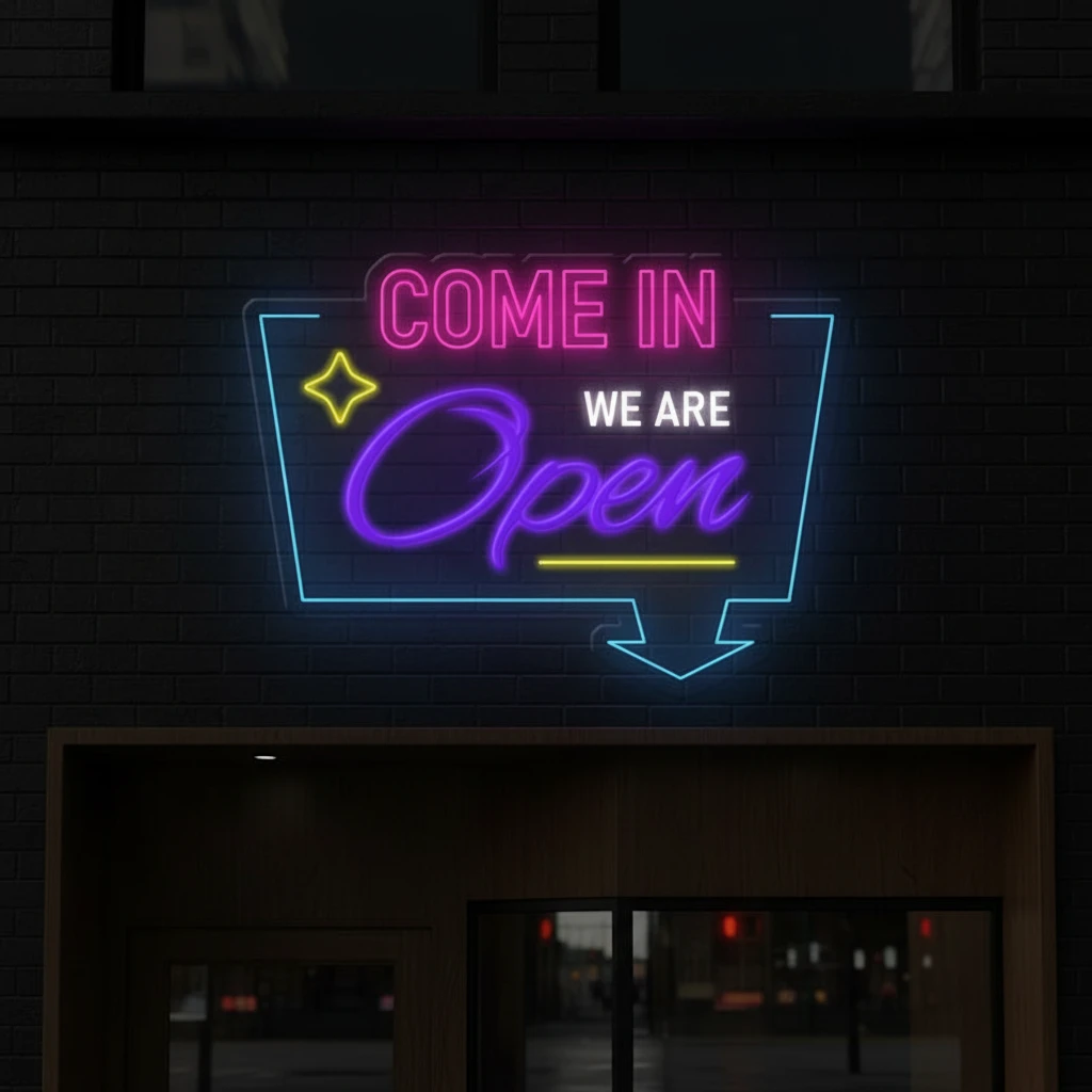 Come In We Are Open Led Neon Sign Shop Door Decor Sign by Neonchics