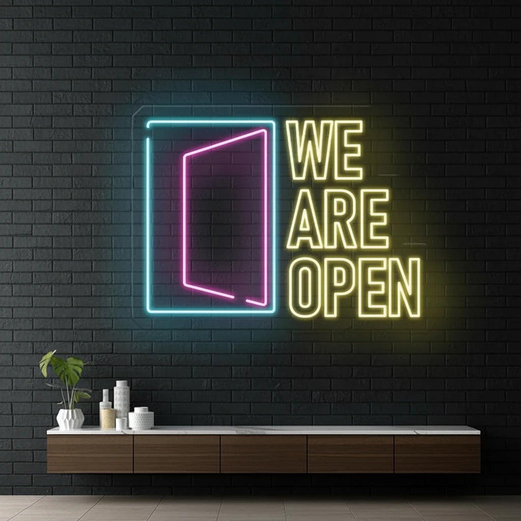 We Are Open Led Neon Sign Shop Door Decor Sign by Neonchics