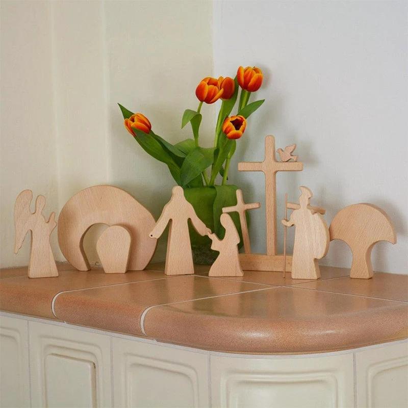 Wood Decoration Easter Scene by Bowlift