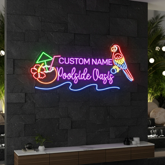 Custom Poolside Oasis Neon Sign Pool Bar Decor Coconut Sign by Neonchics