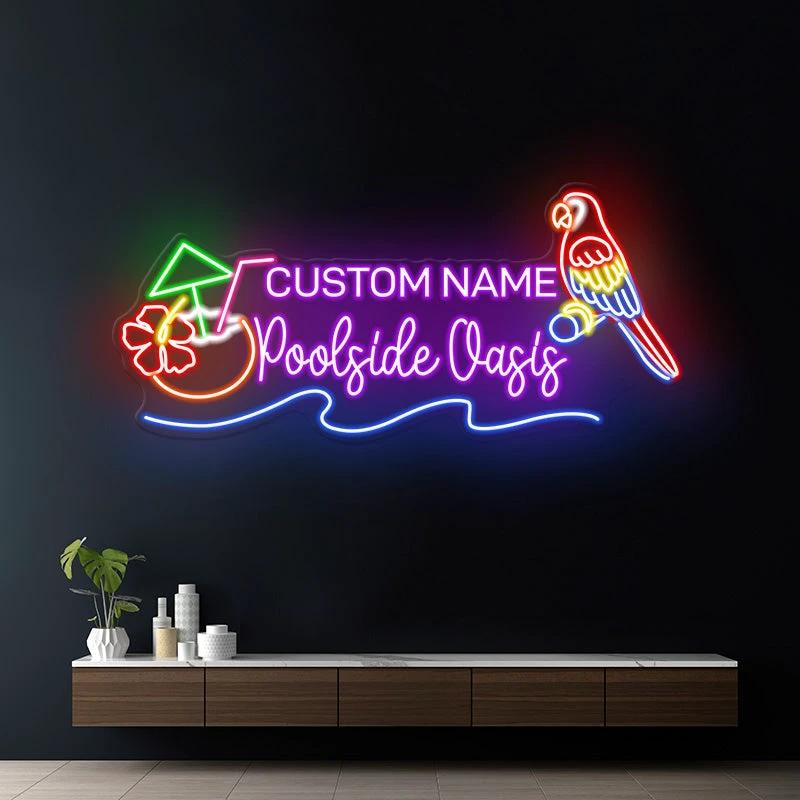Custom Poolside Oasis Neon Sign Pool Bar Decor Coconut Sign by Neonchics