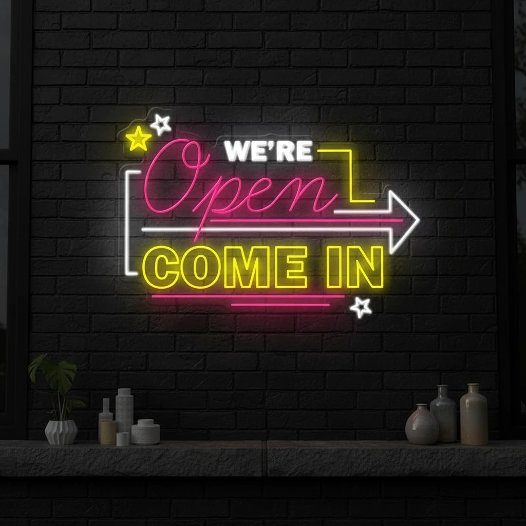 We Are Open Come In Led Neon Sign Custom Led Neon Sign by Neonchics