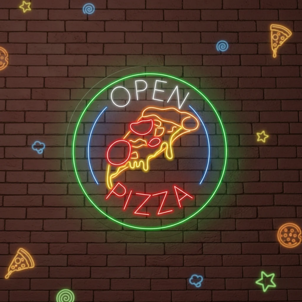 Pizza Restaurant Shop Open Led Neon Sign by Neonchics