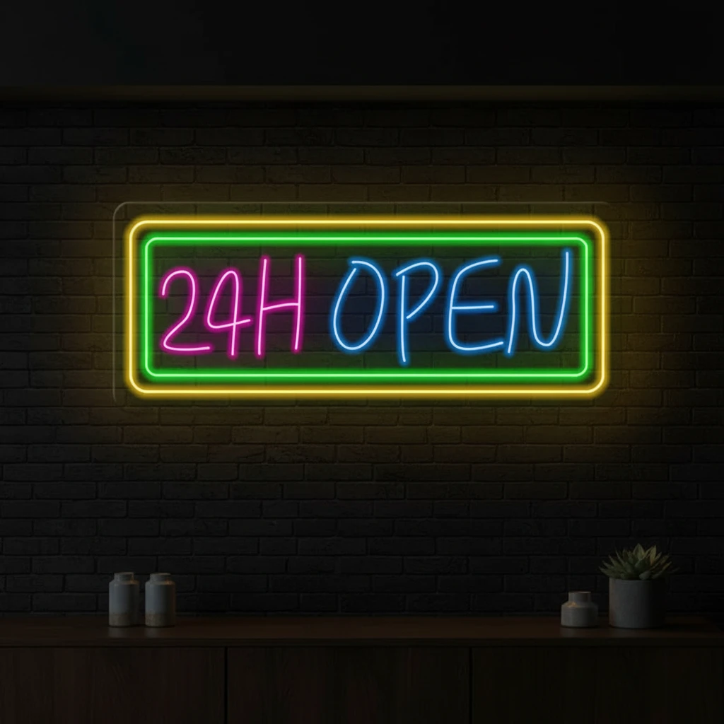 24 Hours Open Led Neon Sign Shop Decor Sign by Neonchics