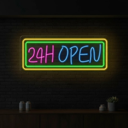 24 Hours Open Led Neon Sign Shop Decor Sign by Neonchics