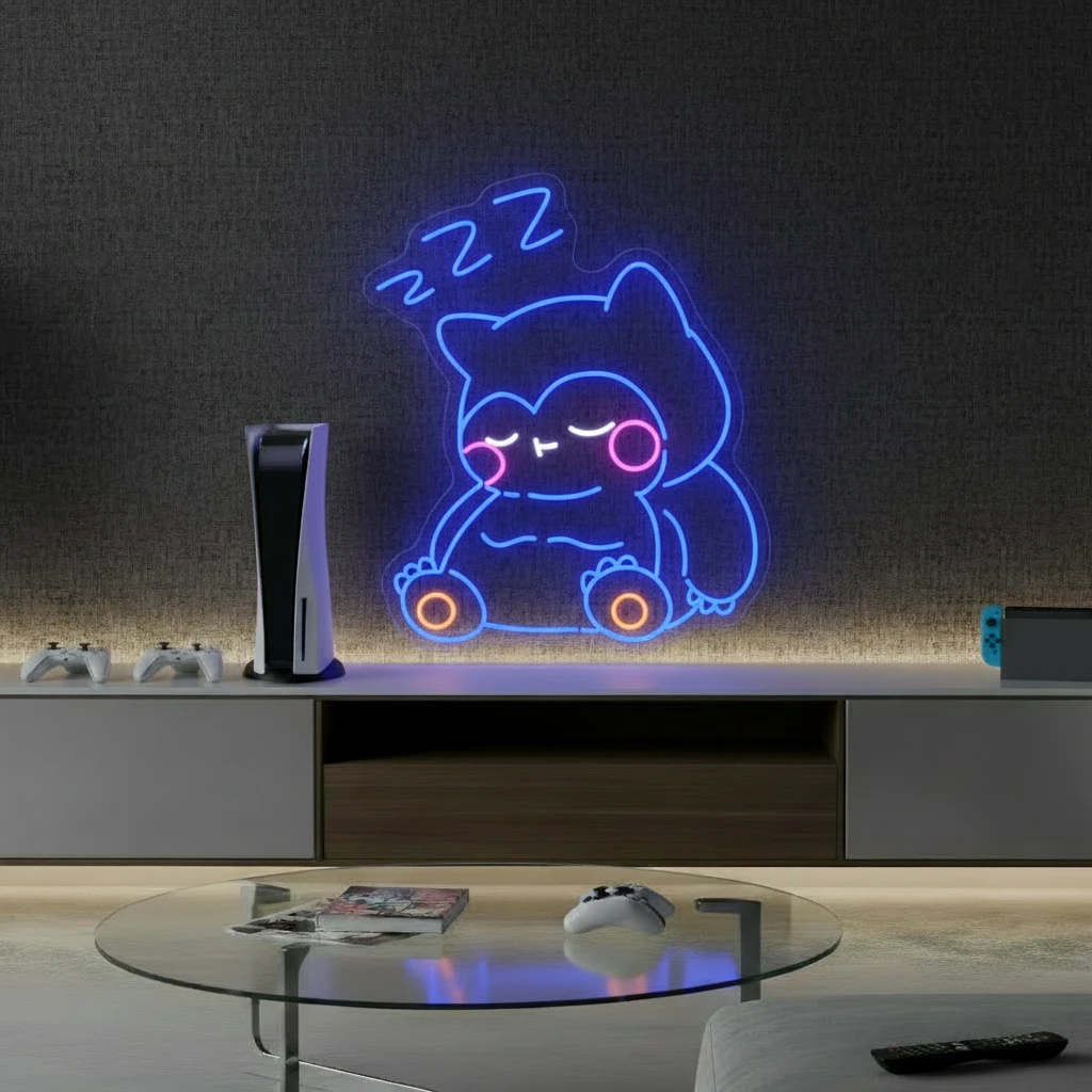 Snorlax Cartoon Led Neon Sign Kids Room Decor by Neonchics