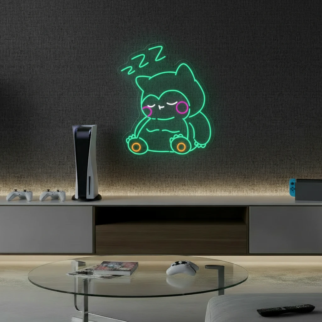Snorlax Cartoon Led Neon Sign Kids Room Decor by Neonchics