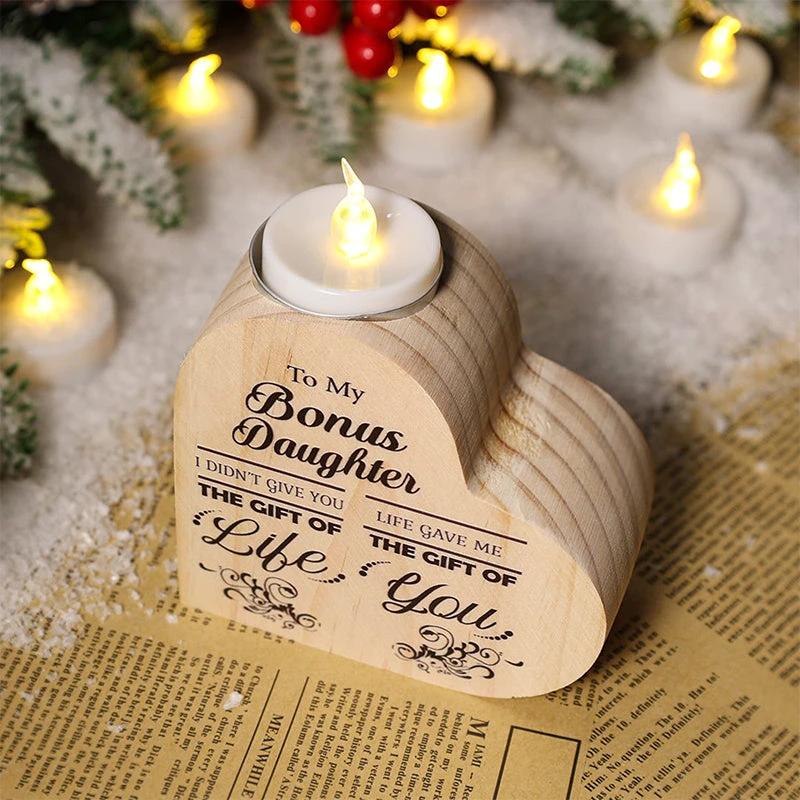 Wood heart candle holder by Bowlift