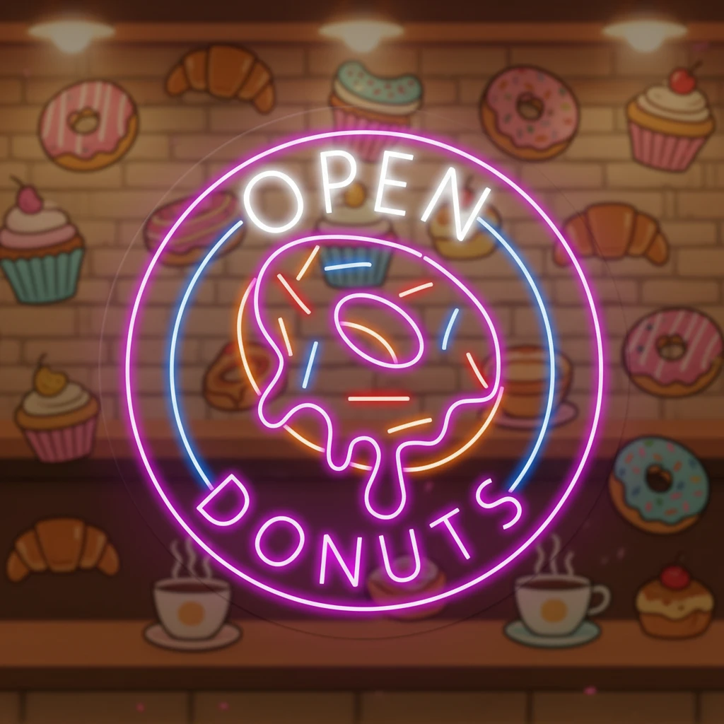 Open Donut Neon Light Shop Decor Sign by Neonchics