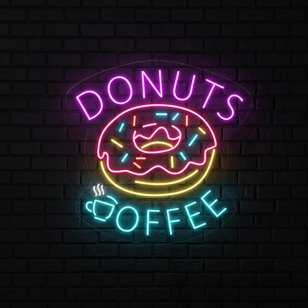 Donuts Coffee Shop Neon Sign Custom Led Sign by Neonchics