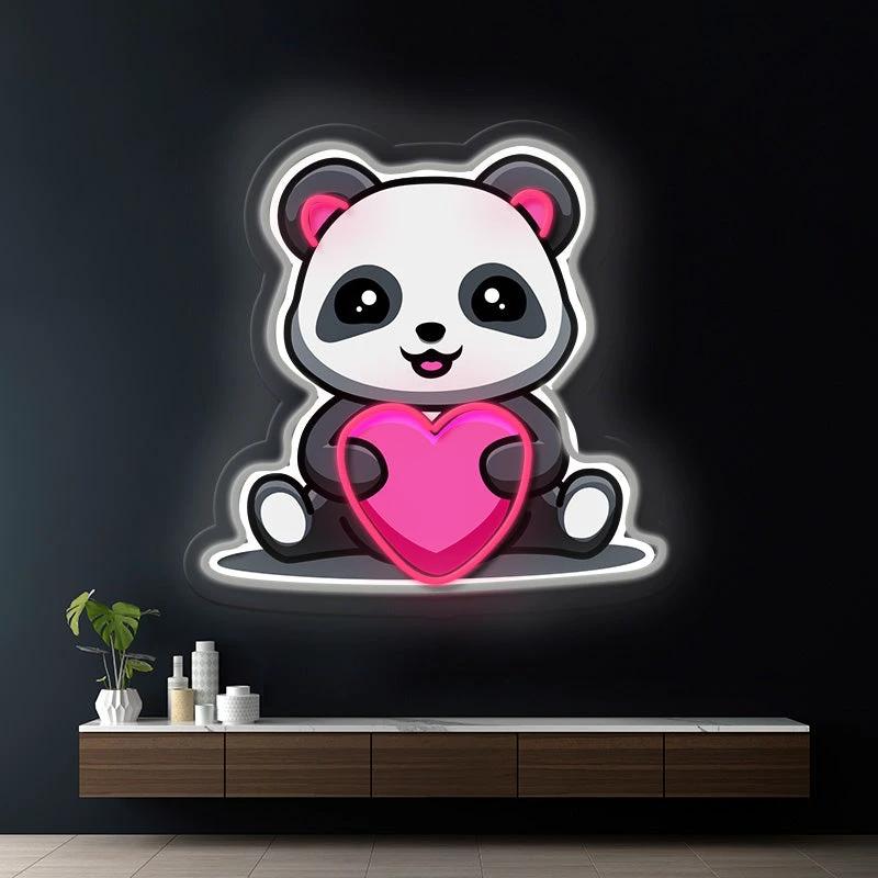 Cute Panda Neon Sign Artwork Kids Unique Gift by Neonchics