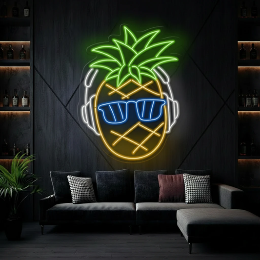 Cool Pineapple Headphone Led Sign by Neonchics