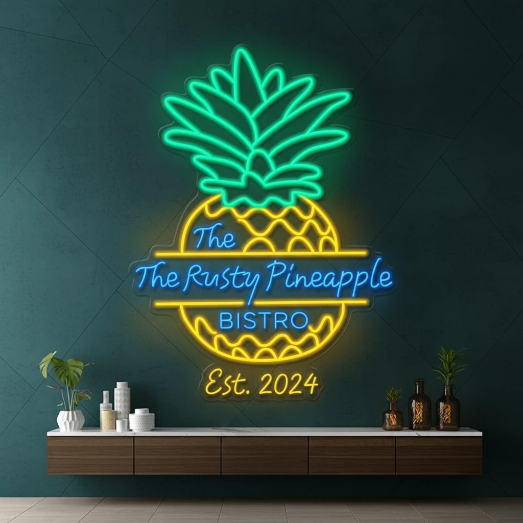 Pineapple Neon Sign Cocktail Bar Wall Decor Sign Shop Decor Sign by Neonchics