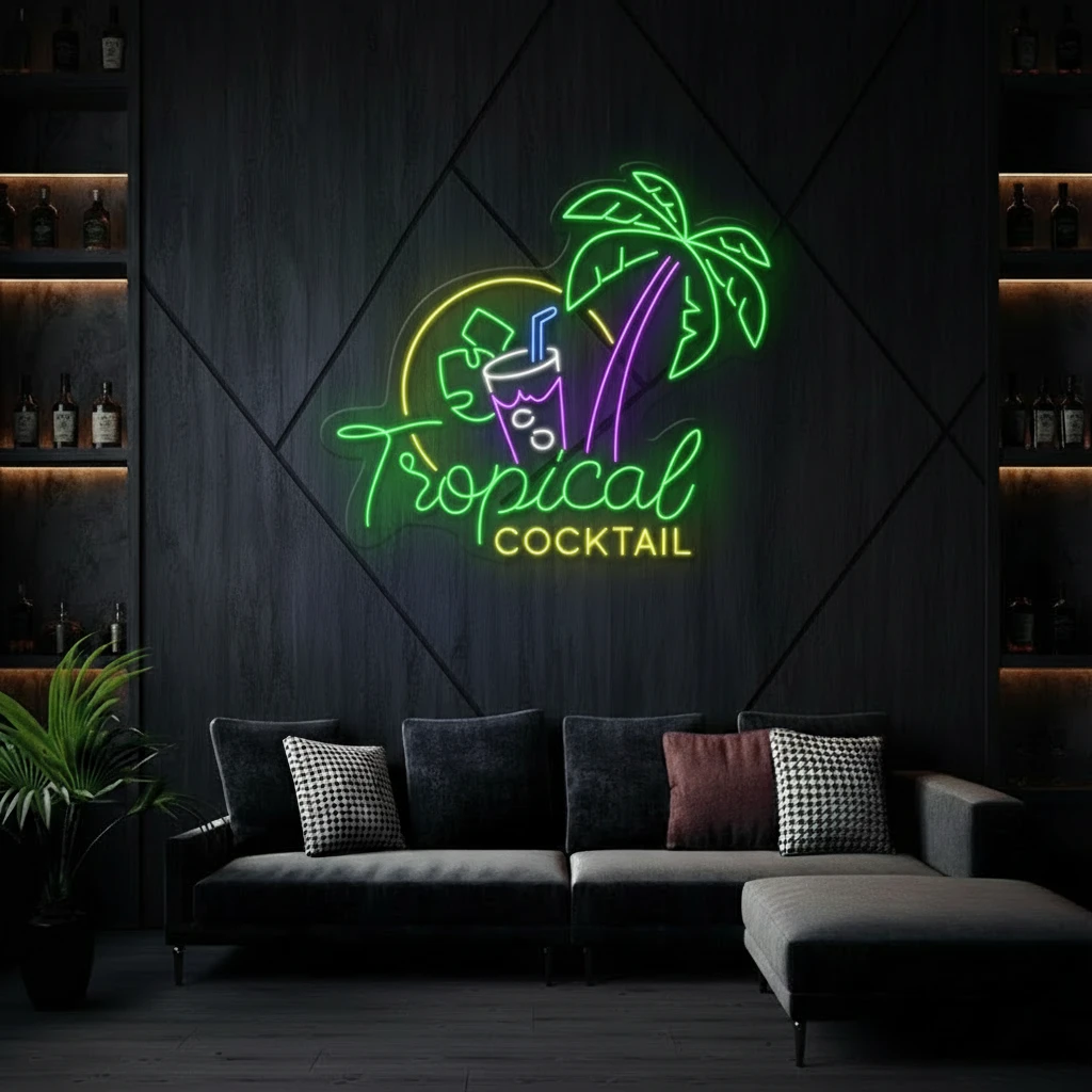 Tropical Cocktail Led Neon Sign Bar Decor Neon Sign by Neonchics