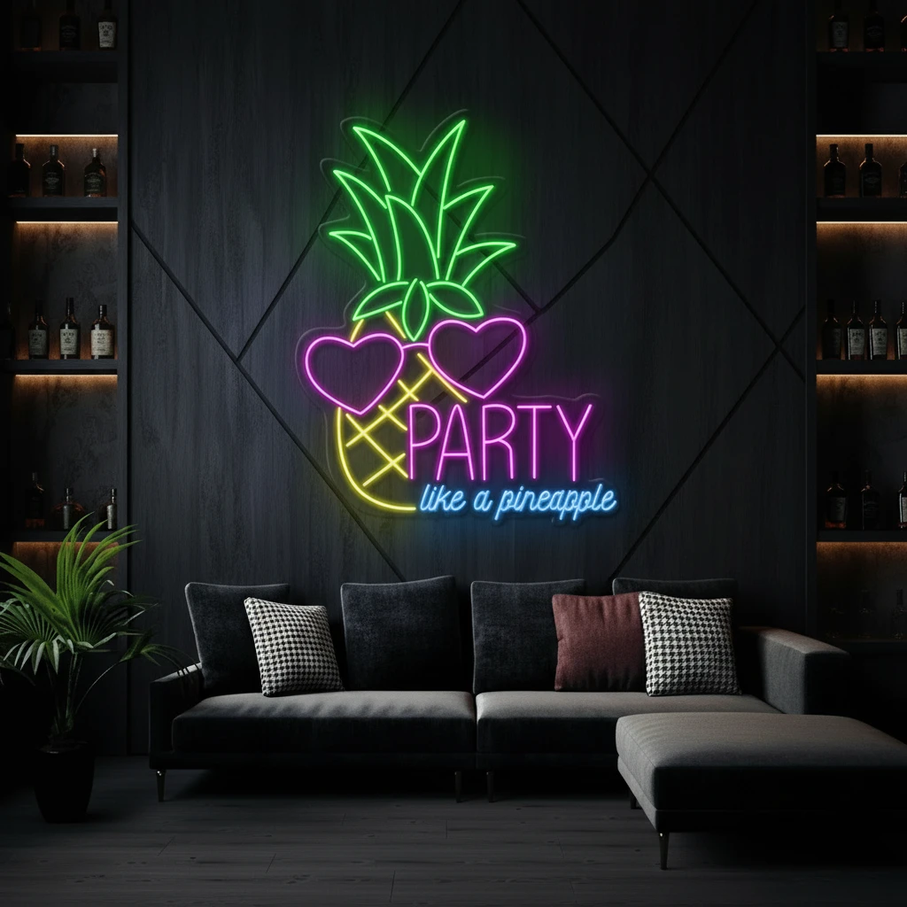 Party Like A Pineapple Neon Sign Summer Party Decor Sign by Neonchics