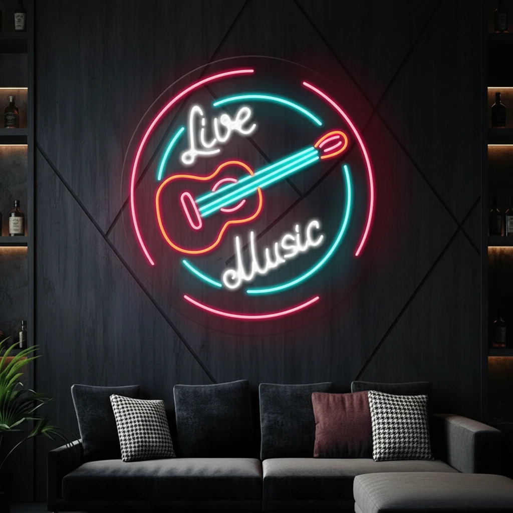 Live Music Neon Sign Room Decor Sign by Neonchics