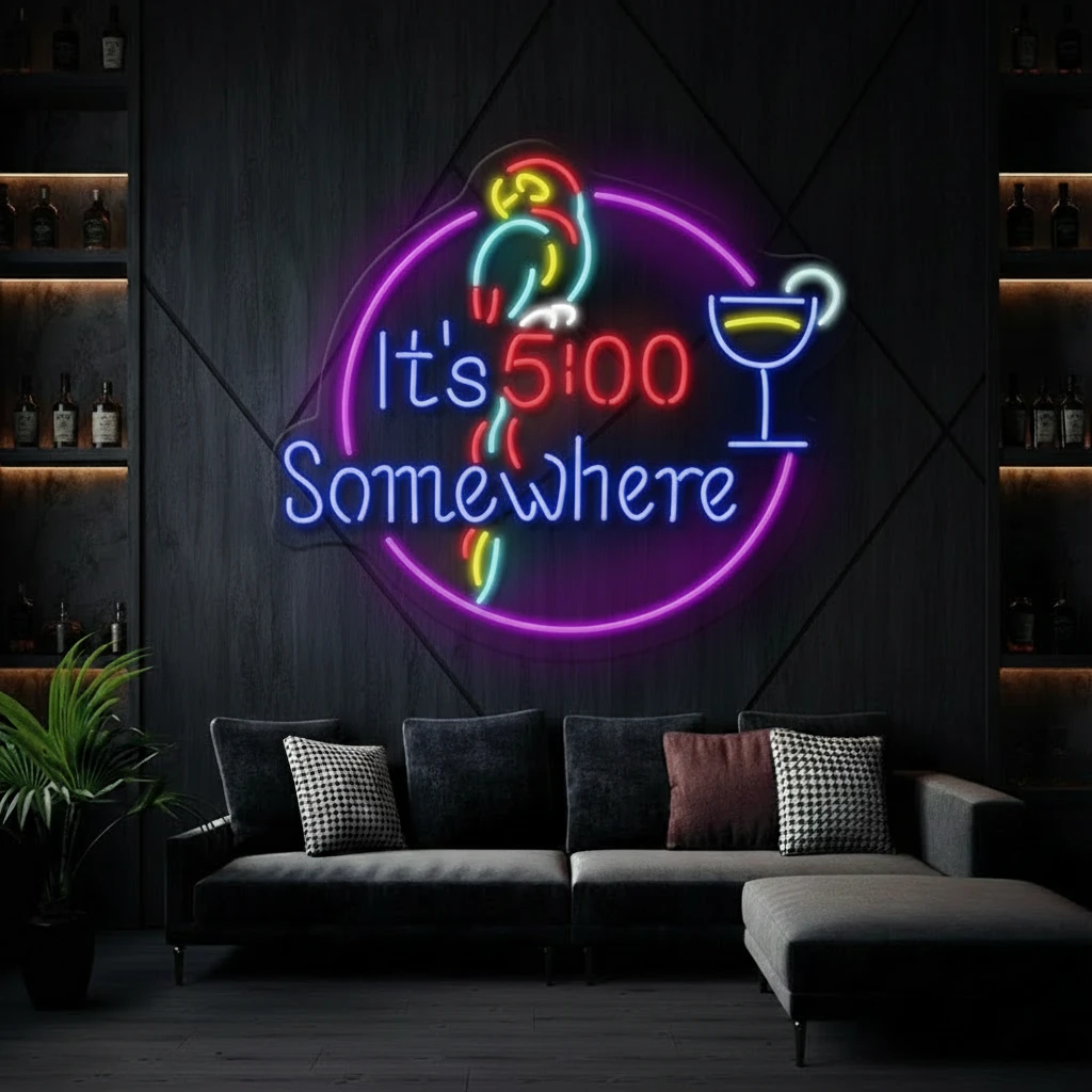 It's 5 O'clock Somewhere Led Neon Sign Bar Decor Sign by Neonchics
