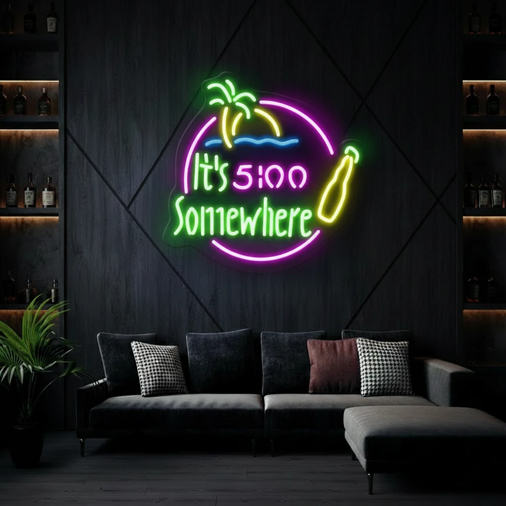 It's 5:00 Somewhere Bar Neon Sign by Neonchics