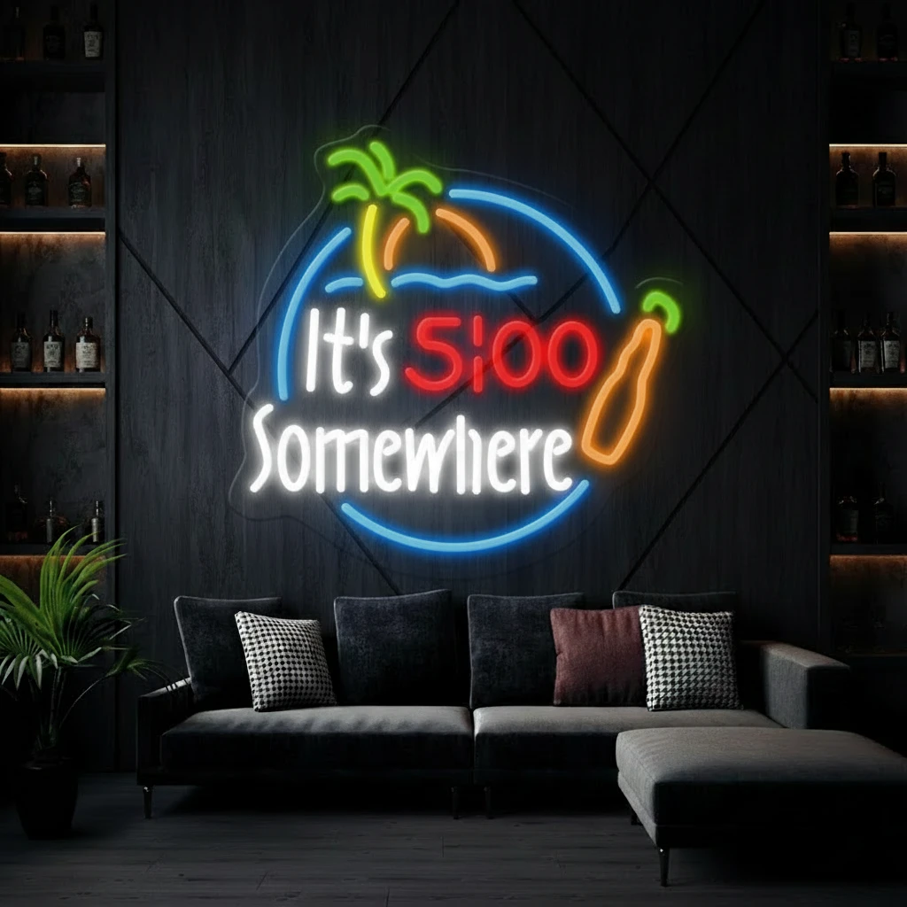 It's 5:00 Somewhere Bar Neon Sign by Neonchics