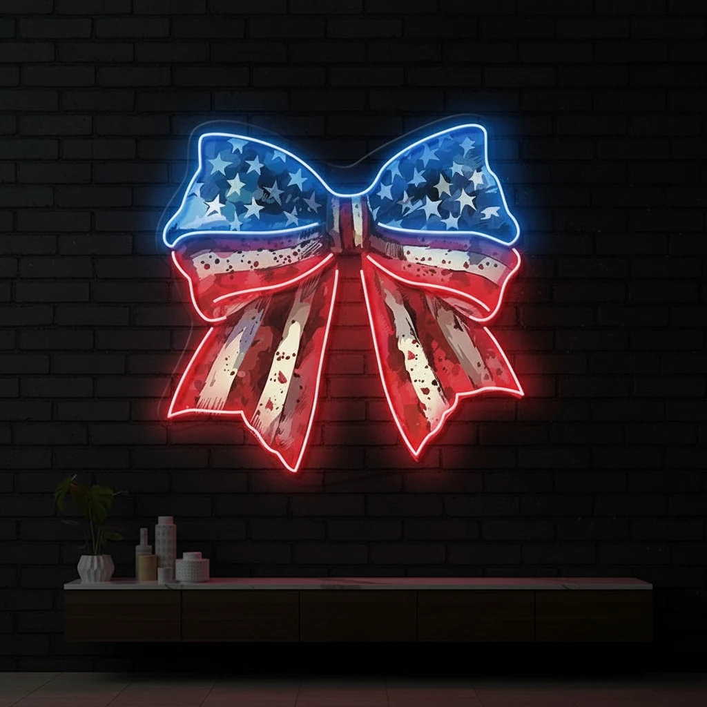 Patriotic Bow 4th of July Artwork Led Neon Sign by Neonchics
