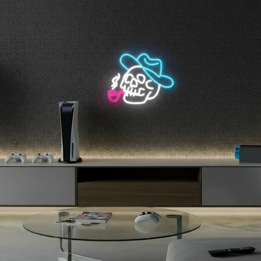 Skull Neon Light Signs Wall Decor for Gaming Room by Neonchics