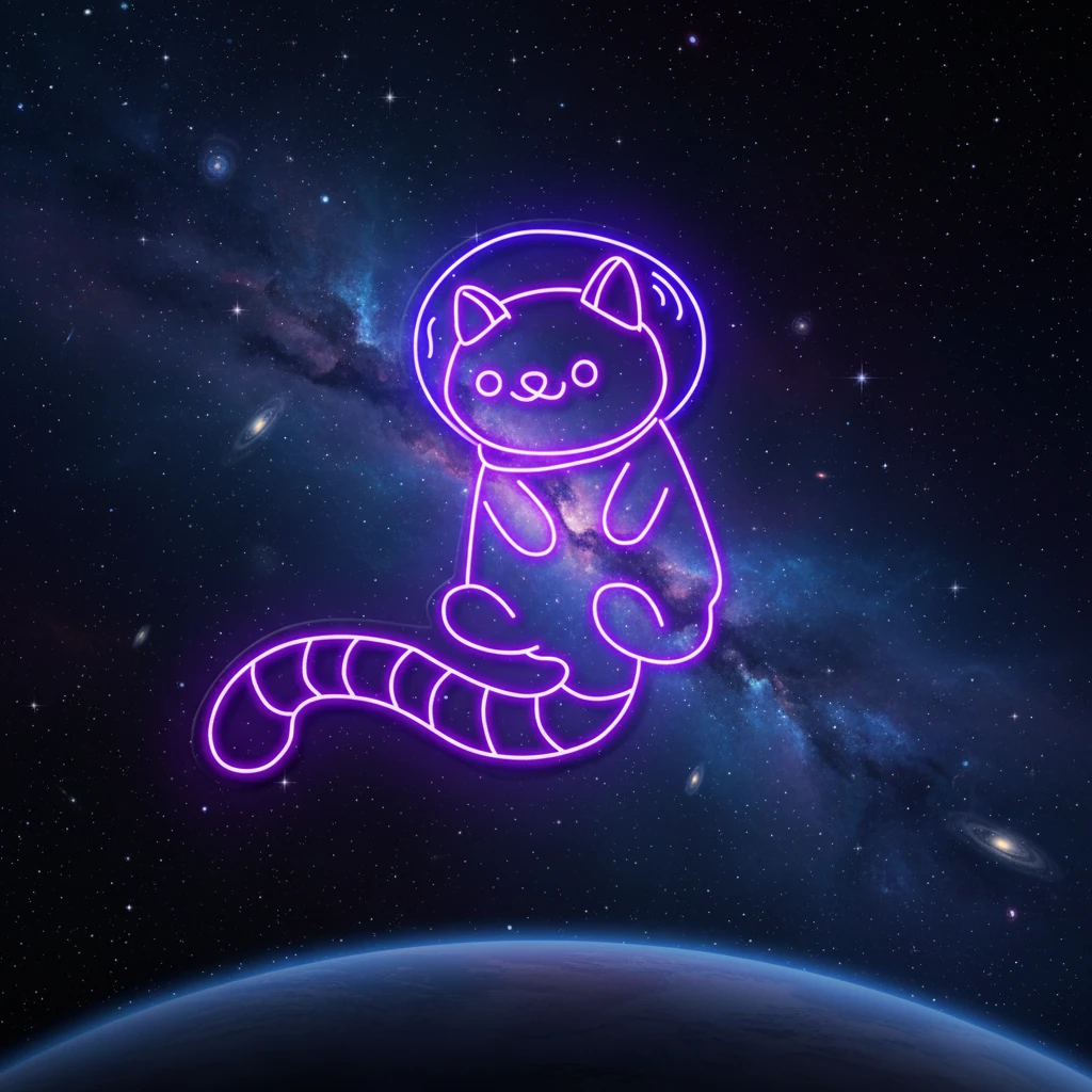 Space Cat LED Light Sign Kid Nursery Room Wall Decor by Neonchics