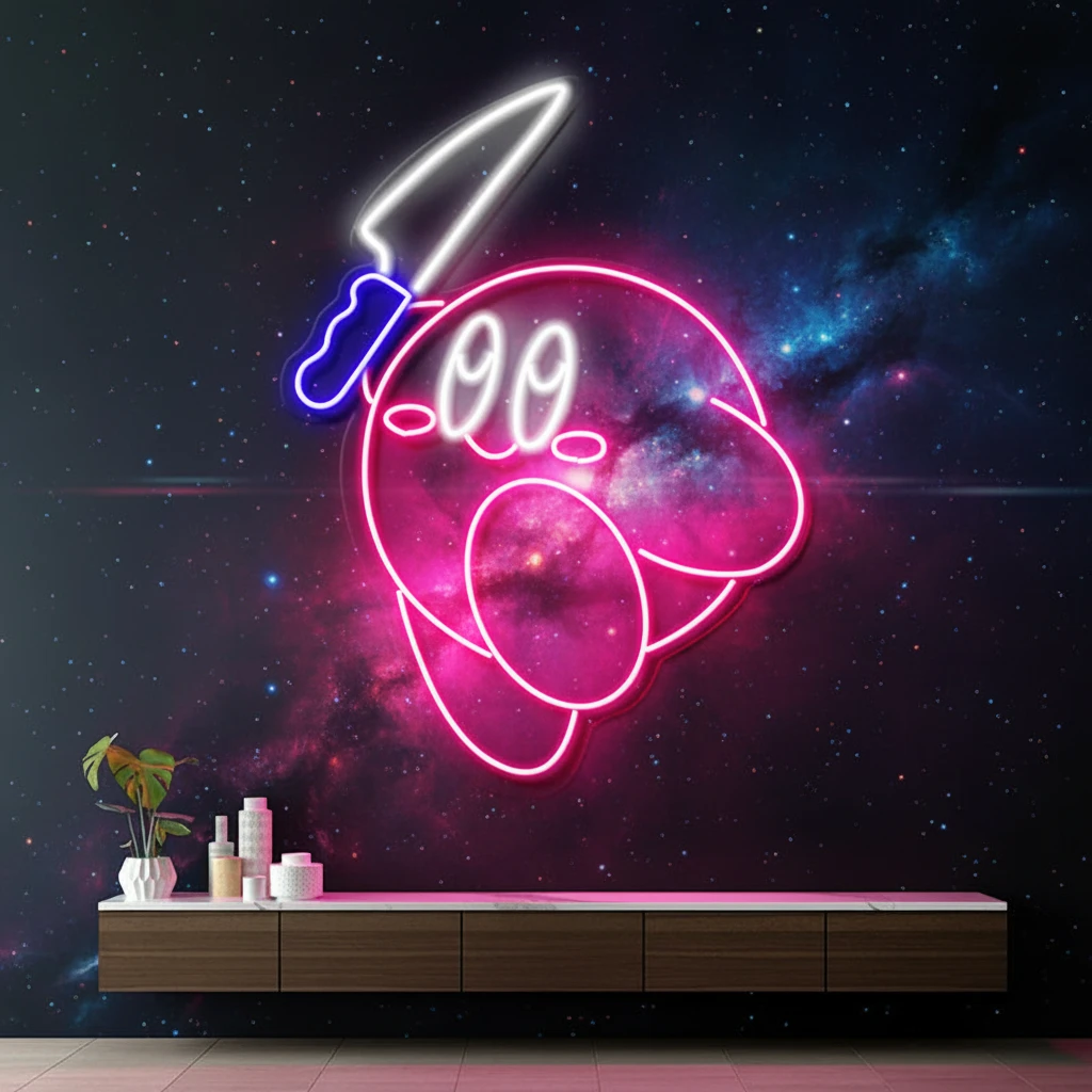 Kirby Neon Sign Cartoon Neon Sign Kids Gift by Neonchics
