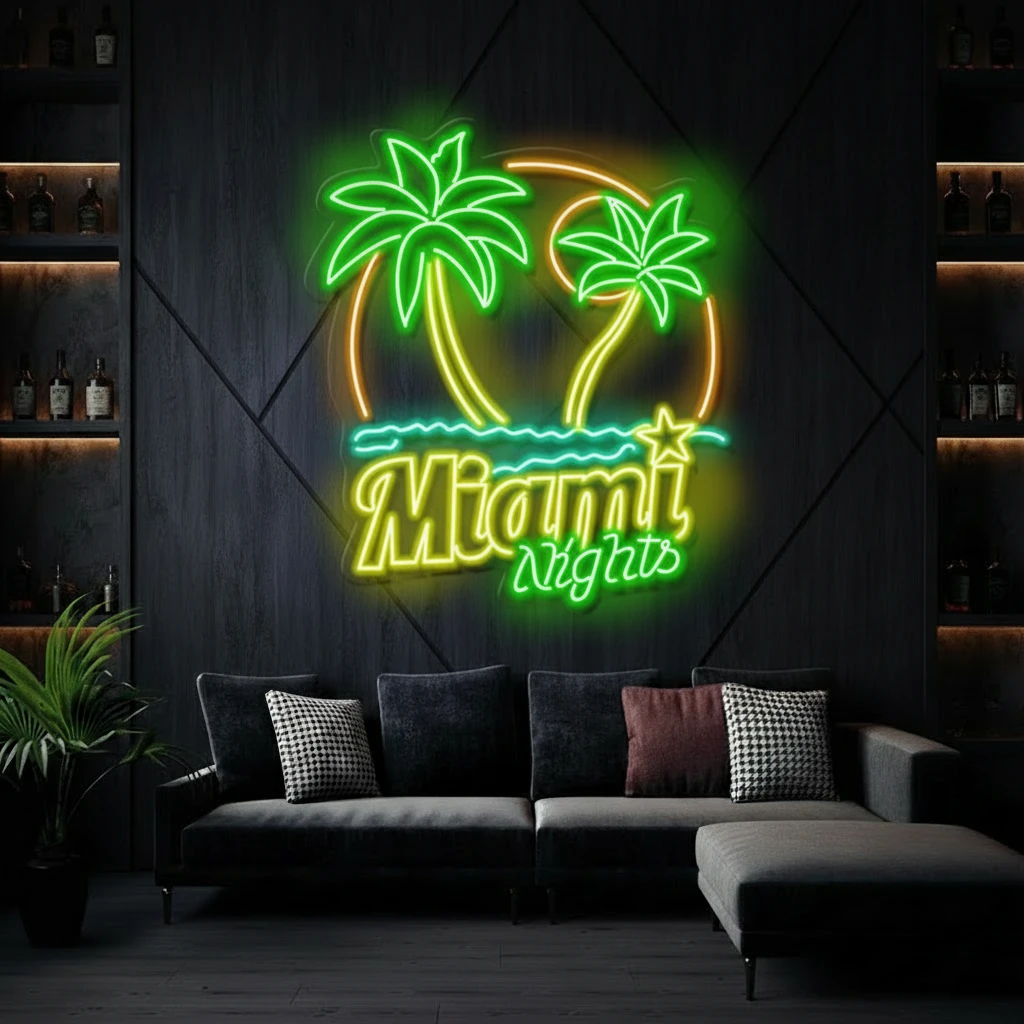 Tropical Miami Nights Neon Wall Decor Sign by Neonchics
