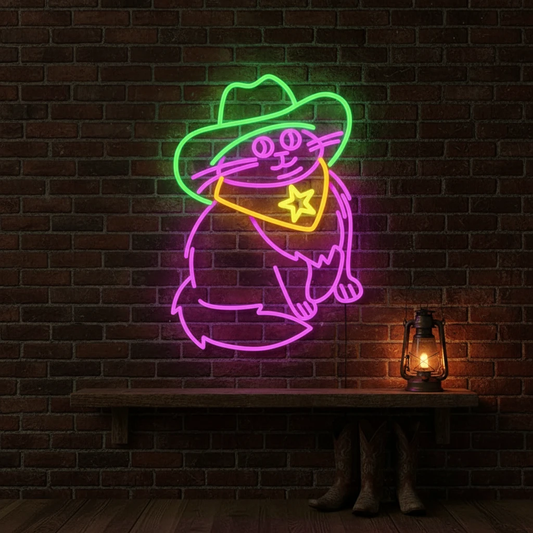 Cowboy Cat Neon Sign Wall Decor Sign by Neonchics