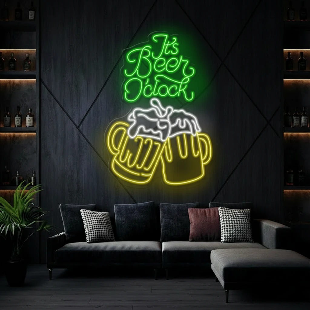 It's Beer O'clock Led Neon Sign Bar Shop Decor Sign by Neonchics