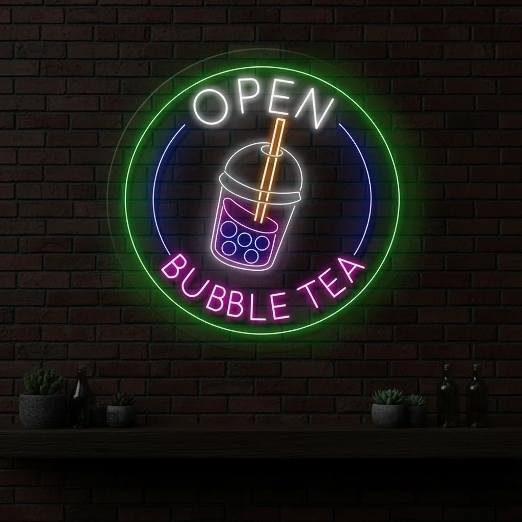 Bubble Tea Shop Open Led Neon Sign by Neonchics