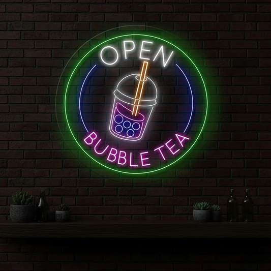 Bubble Tea Shop Open Led Neon Sign by Neonchics