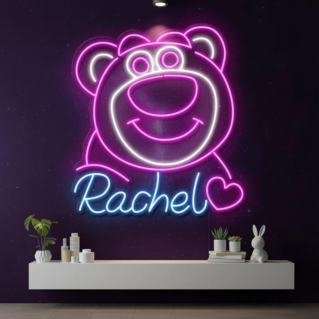 Cute Bear Neon Sign Custom Name Led Neon Sign Gift by Neonchics