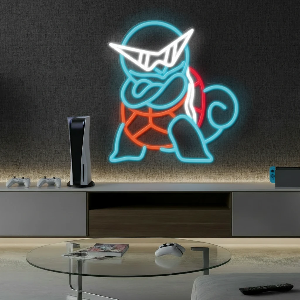 Squirtle Cartoon Neon Sign Gaming Room Decor Sign by Neonchics