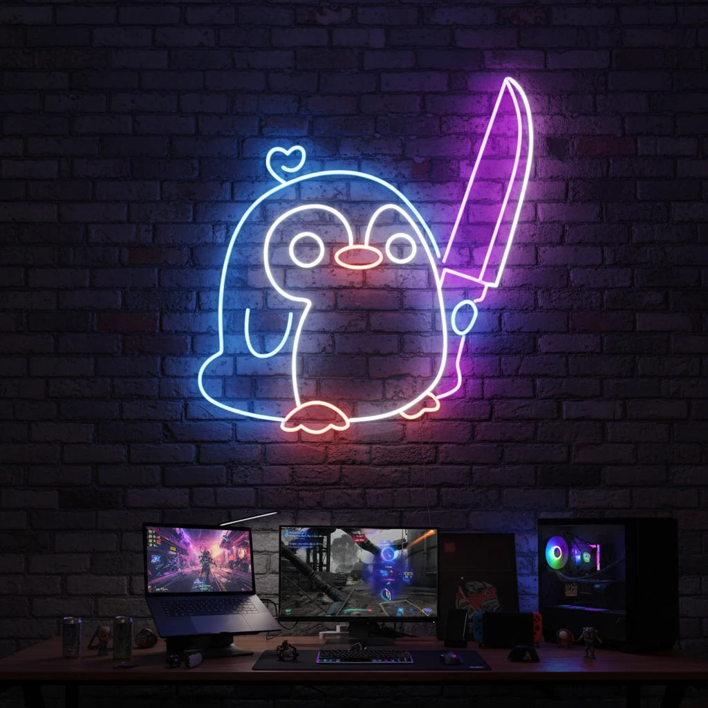 Cute Penguin Neon Sign Kids Gift Neon Sign by Neonchics