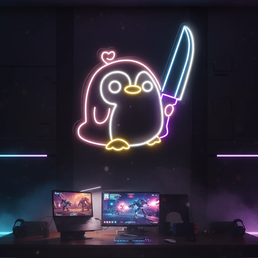 Cute Penguin Neon Sign Kids Gift Neon Sign by Neonchics